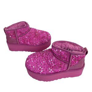 UGG Boots Sparkling Pink Shoes Wool  5 Woman Brand Short Boot